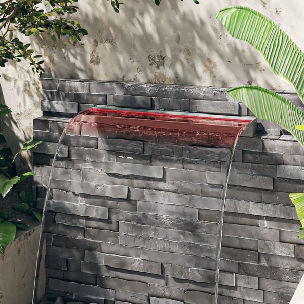 vidaXL Přelivový vodopád s RGB LED osvětlením nerezová ocel 90 cm