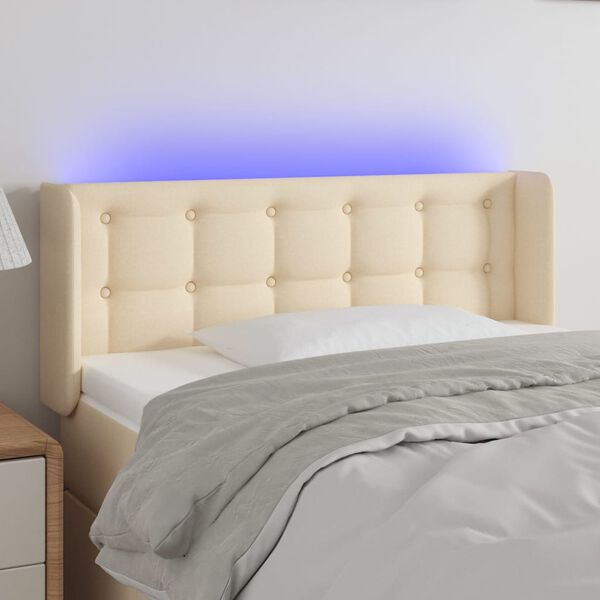 vidaXL Čelo postele s LED kr&eacute;mov&eacute; 93 x 16 x 78/88 cm textil