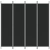 vidaXL 4d&iacute;ln&yacute; parav&aacute;n čern&yacute; 200x200 cm textil