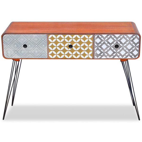 vidaXL Odkládací stolek se 3 zásuvkami, hnědý