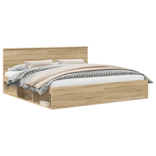 vidaXL R&aacute;m postele s čelo Sonoma 200 x 200 cm Masivn&iacute; borov&eacute; dřevo