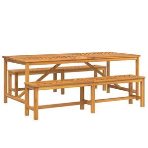 vidaXL Zahradn&iacute; j&iacute;deln&iacute; souprava 3 pcs Hněd&aacute; Masivn&iacute; ak&aacute;tov&eacute; dřevo