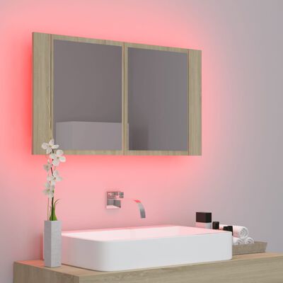 vidaXL LED koupelnové zrcadlo dub sonoma 80 x 12 x 45 cm akrylové