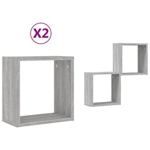 vidaXL N&aacute;stěnn&eacute; krychlov&eacute; police 2 ks &scaron;ed&yacute; sonoma 30 x 15 x 30 cm