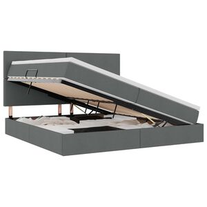vidaXL Postel s &uacute;ložn&yacute;m prostorem a LED osvětlen&iacute;m s LED Tmavě &scaron;ed&aacute;
