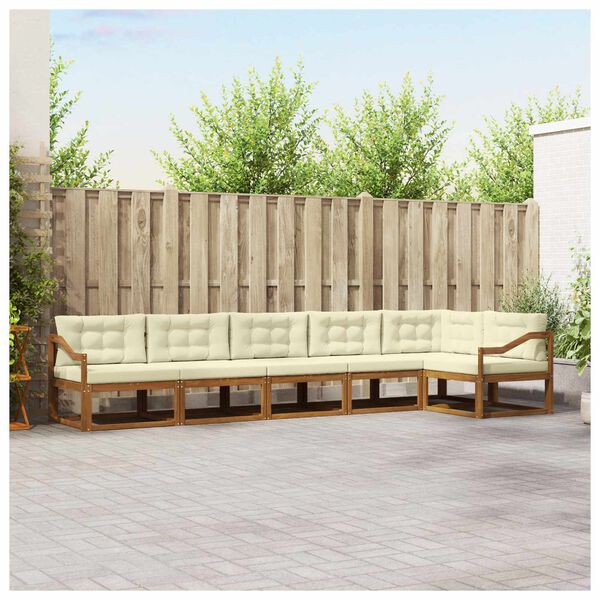 vidaXL Venkovn&iacute; pohovkov&aacute; souprava 6 pcs Přirozen&aacute; a Kr&eacute;mov&aacute;