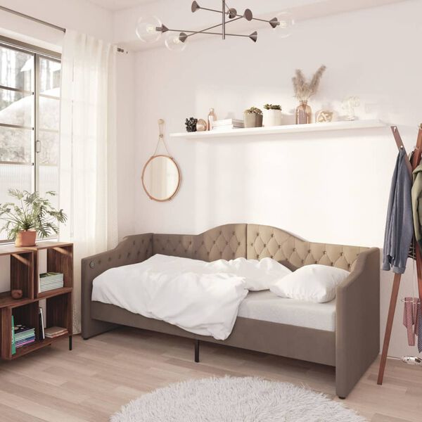 vidaXL V&aacute;lenda s matrac&iacute; a USB taupe textil 90 x 200 cm