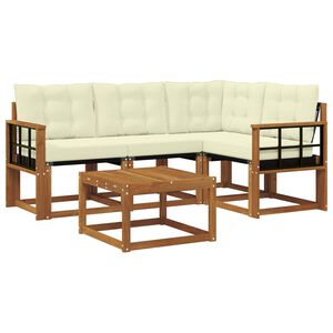 vidaXL Venkovn&iacute; pohovkov&aacute; souprava 5 pcs Přirozen&aacute; a Kr&eacute;mov&aacute;