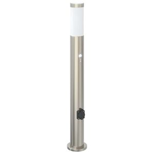 vidaXL Sloupkov&eacute; sv&iacute;tidlo se senzorem a z&aacute;suvkou 80 cm nerezov&aacute; ocel IP44