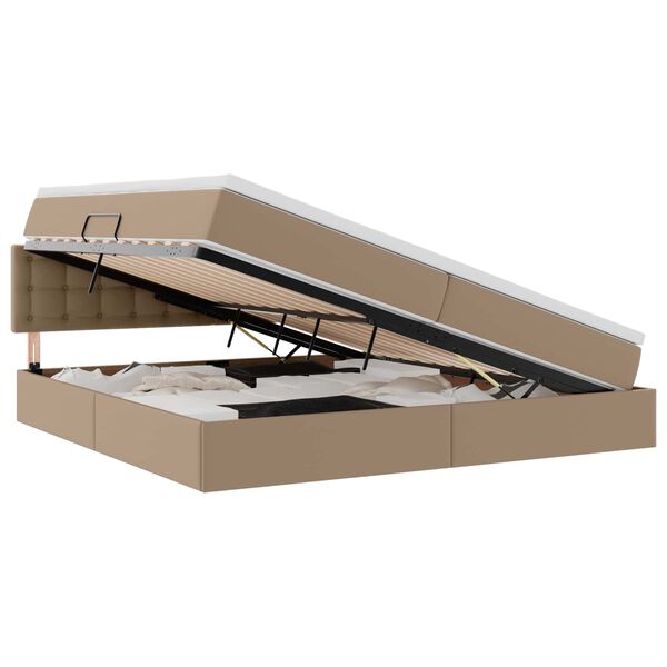 vidaXL Postel s &uacute;ložn&yacute;m prostorem a matrac&iacute; Cappuccino 200 x 200 cm