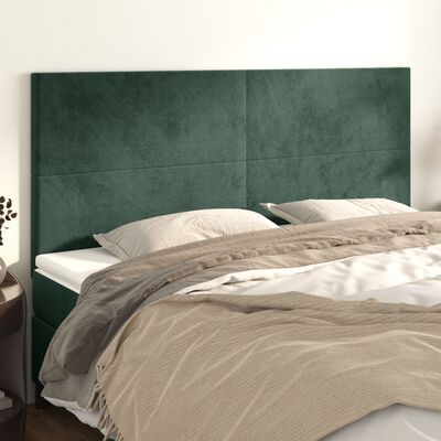 vidaXL Čelo postele 4 ks tmavě zelené 100x5x78/88 cm samet