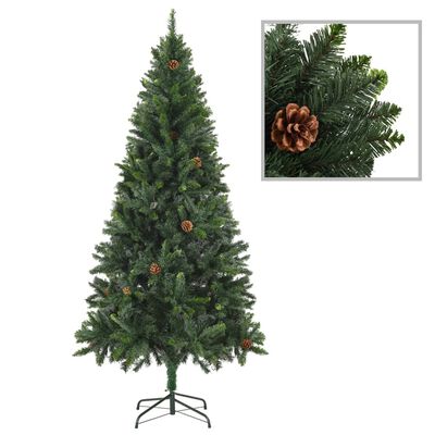 vidaXL Umělý vánoční stromek s LED osvětlením a šiškami zelený 180 cm