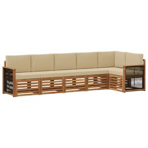 vidaXL Rohov&aacute; sofa sada s pol&scaron;t&aacute;řem 5 pcs Př&iacute;rodn&iacute;