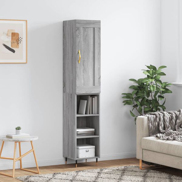 vidaXL Skř&iacute;ň highboard &scaron;ed&aacute; sonoma 34,5 x 34 x 180 cm kompozitn&iacute; dřevo