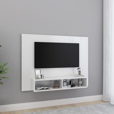 vidaXL Nástěnná TV skříňka bílá vysoký lesk 120x23,5x90 cm dřevotříska