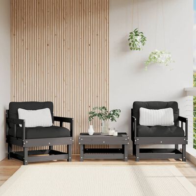 vidaXL Zahradní židle s poduškami 2 ks šedé masivní borové dřevo