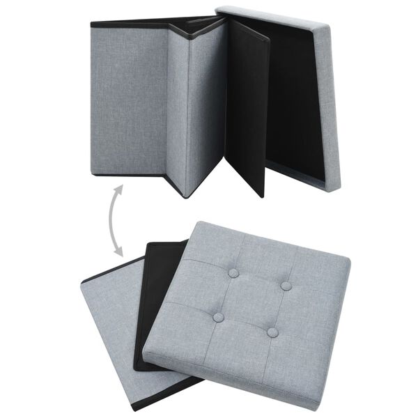 vidaXL Skládací úložná stolička světle šedá umělý len