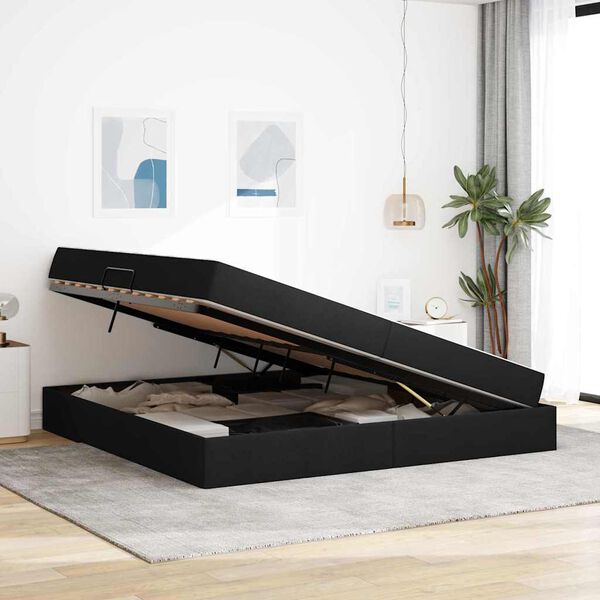 vidaXL Postel s &uacute;ložn&yacute;m prostorem a matrac&iacute; Čern&aacute; 200 x 200 cm