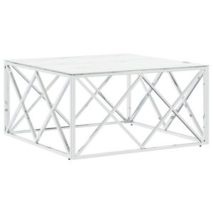 vidaXL Konferenčn&iacute; stolek stř&iacute;brn&yacute; 80x80x40 cm nerezov&aacute; ocel a sklo