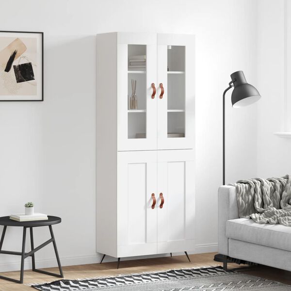 vidaXL Skř&iacute;ň highboard b&iacute;l&aacute; 69,5 x 34 x 180 cm kompozitn&iacute; dřevo