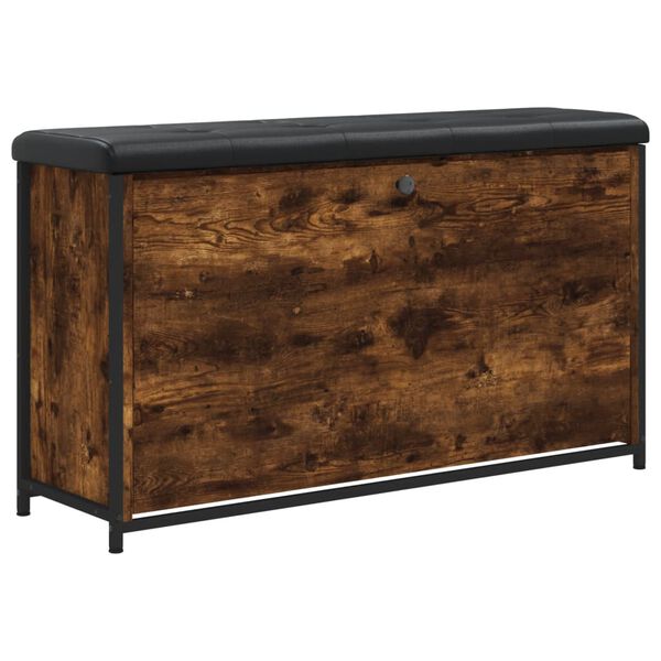 vidaXL Botn&iacute;kov&aacute; lavice s v&yacute;klopnou z&aacute;suvkou kouřov&yacute; dub 102x32x56 cm