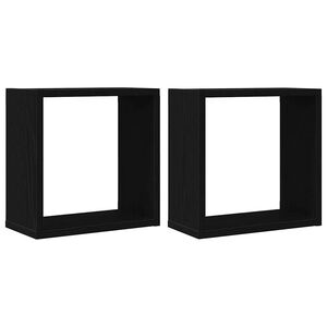 vidaXL N&aacute;stěnn&eacute; police kostky 2 ks čern&yacute; dub 30x15x30 cm kompozit