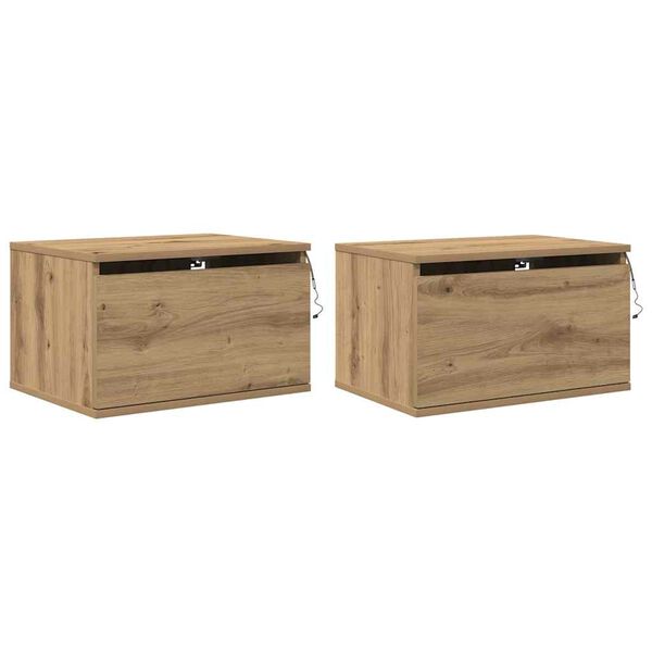 vidaXL N&aacute;stěnn&aacute; nočn&iacute; skř&iacute;ňka 2 pcs Artisanov&yacute; dub 50 x 36 x 30 cm