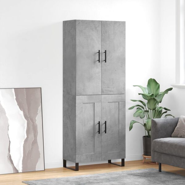 vidaXL Skř&iacute;ň highboard betonově &scaron;ed&aacute; 69,5x34x180 cm kompozitn&iacute; dřevo