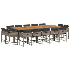 vidaXL 15d&iacute;ln&yacute; zahradn&iacute; j&iacute;deln&iacute; set s podu&scaron;kami &scaron;ed&yacute; polyratan