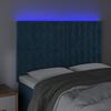 vidaXL Čelo postele s LED tmavě modr&eacute; 144x5x118/128 cm samet