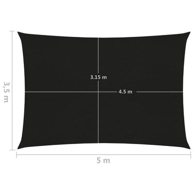 vidaXL Stínící plachta 160 g/m² černá 3,5 x 5 m HDPE