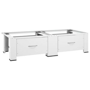 vidaXL Dvojit&yacute; podstavec pod pračku a su&scaron;ičku se z&aacute;suvkami b&iacute;l&yacute;