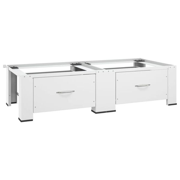 vidaXL Dvojit&yacute; podstavec pod pračku a su&scaron;ičku se z&aacute;suvkami b&iacute;l&yacute;