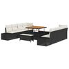vidaXL Sada zahradních pohovek s polštářem 11 pcs Černá polyratan