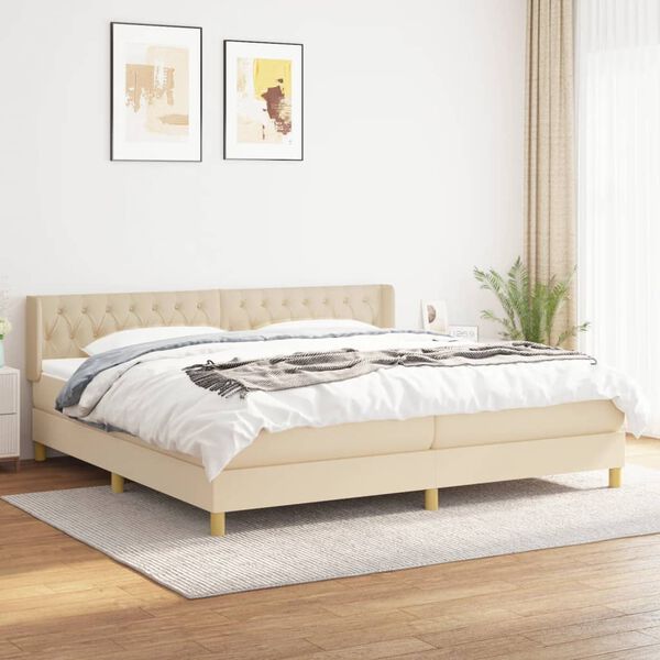 vidaXL Box spring postel s matrac&iacute; kr&eacute;mov&aacute; 200x200 cm textil