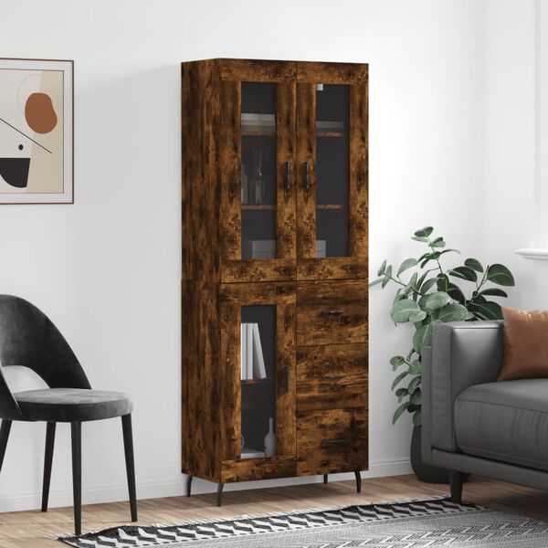vidaXL Skř&iacute;ň highboard kouřov&yacute; dub 69,5 x 34 x 180 cm kompozitn&iacute; dřevo