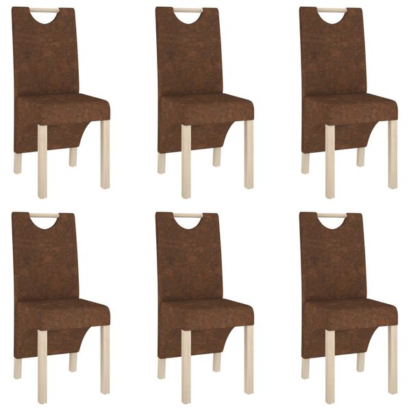 vidaXL J&iacute;deln&iacute; židle 6 ks hněd&eacute; uměl&aacute; semi&scaron;ov&aacute; kůže
