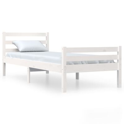 vidaXL Rám postele bílý masivní dřevo 90 x 200 cm