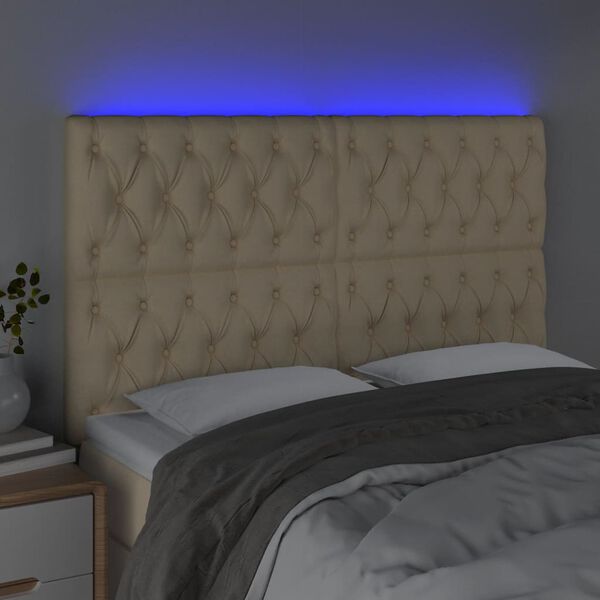 vidaXL Čelo postele s LED kr&eacute;mov&eacute; 160x7x118/128 cm textil