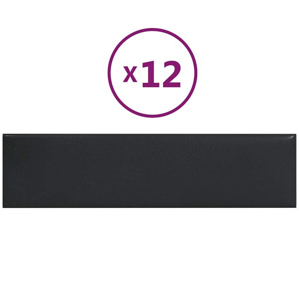 vidaXL N&aacute;stěnn&eacute; panely 12 ks čern&eacute; 60 x 15 cm uměl&aacute; kůže 1,08 m&sup2;