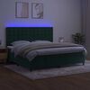 vidaXL Box spring postel s matrac&iacute; a LED tmavě zelen&aacute; 200x200 cm samet
