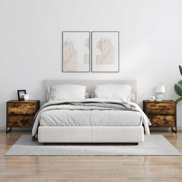 vidaXL Nočn&iacute; stolek Kouřov&yacute; dub 50 x 39.5 x 50 cm kompozitn&iacute; dřevo