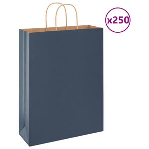 vidaXL Pap&iacute;rov&eacute; ta&scaron;ky 250 ks s uchy Modr&aacute; 32x12x42 cm