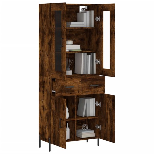 vidaXL Skř&iacute;ň highboard kouřov&yacute; dub 69,5 x 34 x 180 cm kompozitn&iacute; dřevo