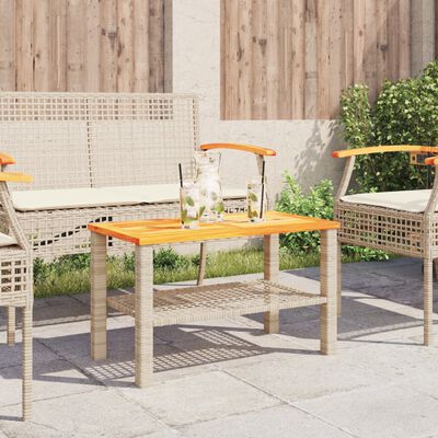 vidaXL Zahradní stolek béžový 70 x 38 x 42 cm polyratan akáciové dřevo