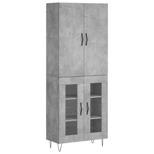 vidaXL Skř&iacute;ň highboard betonově &scaron;ed&aacute; 69,5x34x180 cm kompozitn&iacute; dřevo