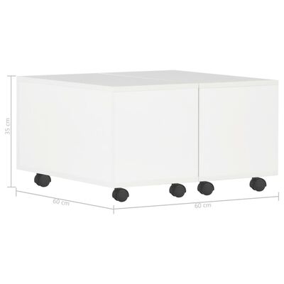 vidaXL Konferenční stolek bílý vysoký lesk 60 x 60 x 35 cm dřevotříska