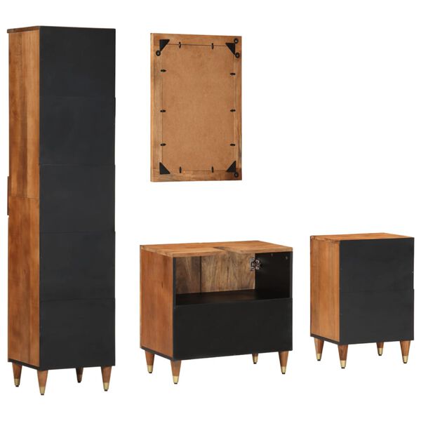 vidaXL 4d&iacute;ln&aacute; koupelnov&aacute; sestava masivn&iacute; mangovn&iacute;kov&eacute; dřevo