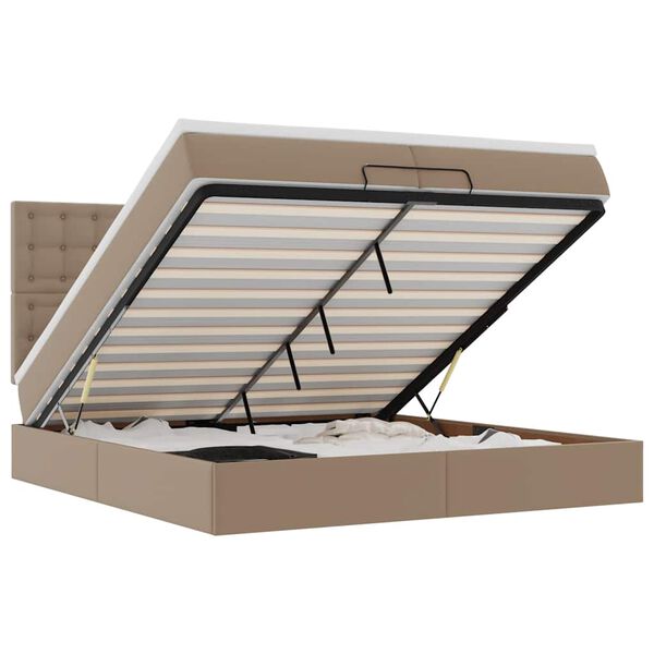 vidaXL Osmansk&yacute; r&aacute;m postele s matrac&iacute; cappuccino 200x200cm uměl&aacute; kůže