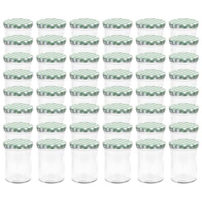 vidaXL Zavařovací sklenice se zelenobílými víčky 48 ks 400 ml